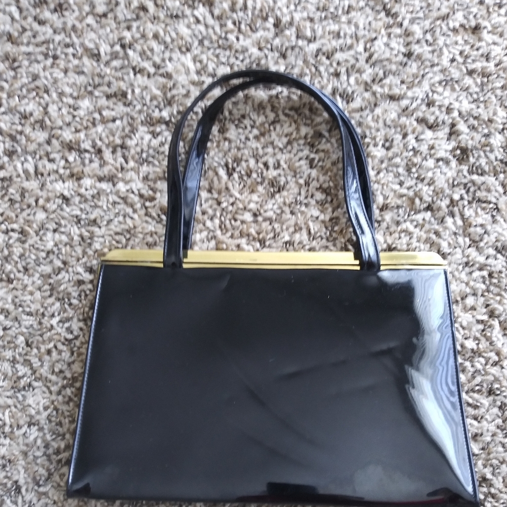 Vintage Black Patent Leather Purse